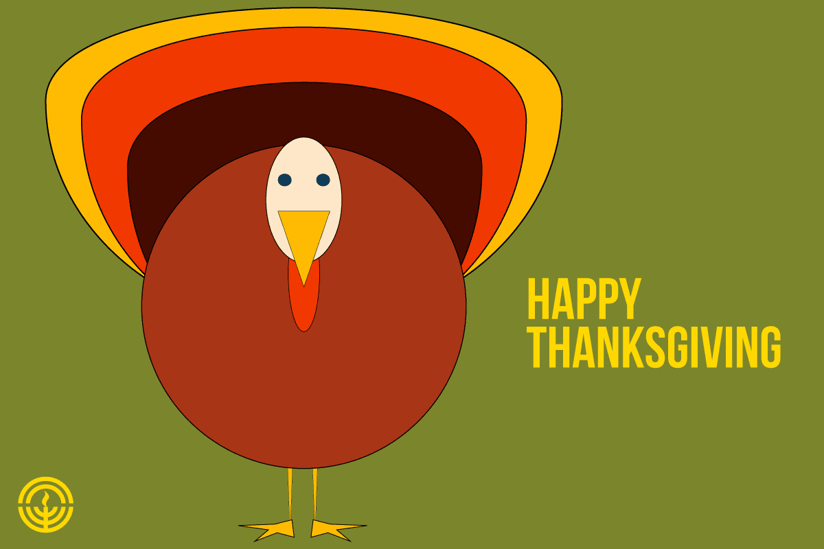 An image of a turkey with the words happy thanksgiving.