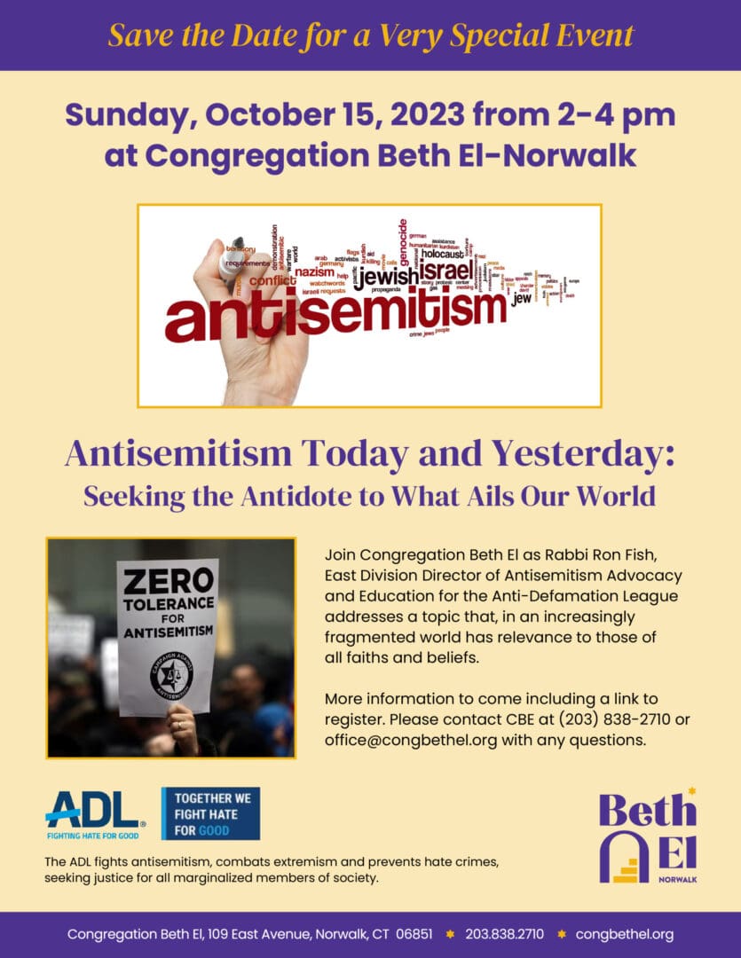 Antisemitism today and tomorrow flyer.